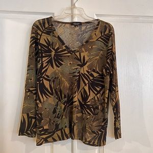 Vintage Karen Kane SHEER Jungle Print Sheer Long-Sleeve Top Size 0X